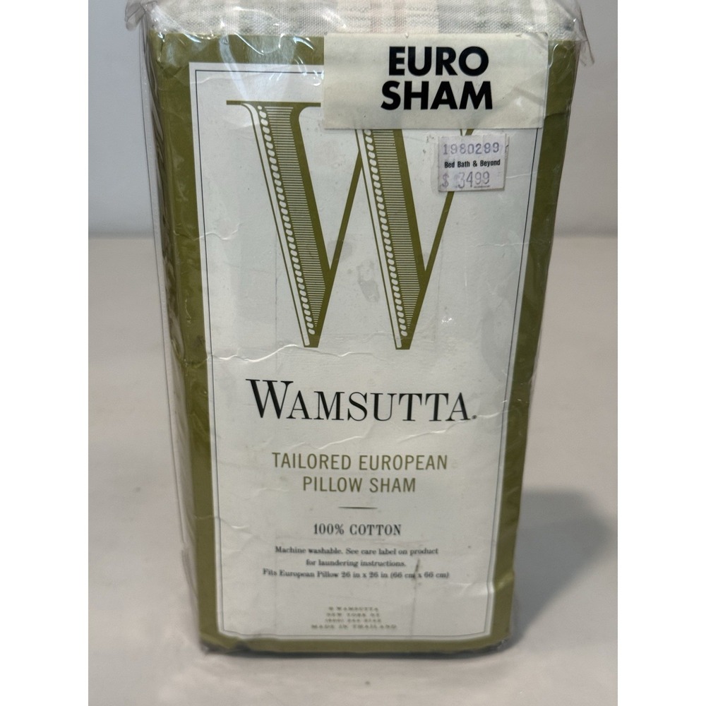 Vintage Wamsutta Pillow Sham Set 100% Cotton 26 x 26" Tailored European Sage